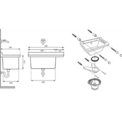 Pilozzo per Esterno 60x34 Lavello a Muro da Terrazzo Bagno Lavanderia