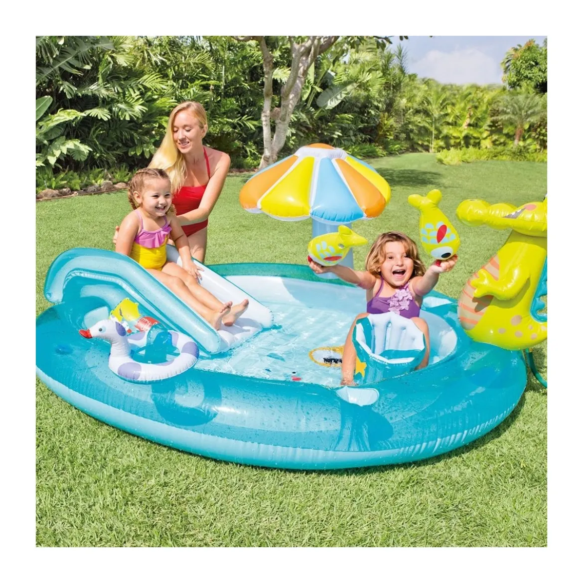 Piscina con Scivolo Alligatore per Bambini Intex Gonfiabile Gioco da Giardino