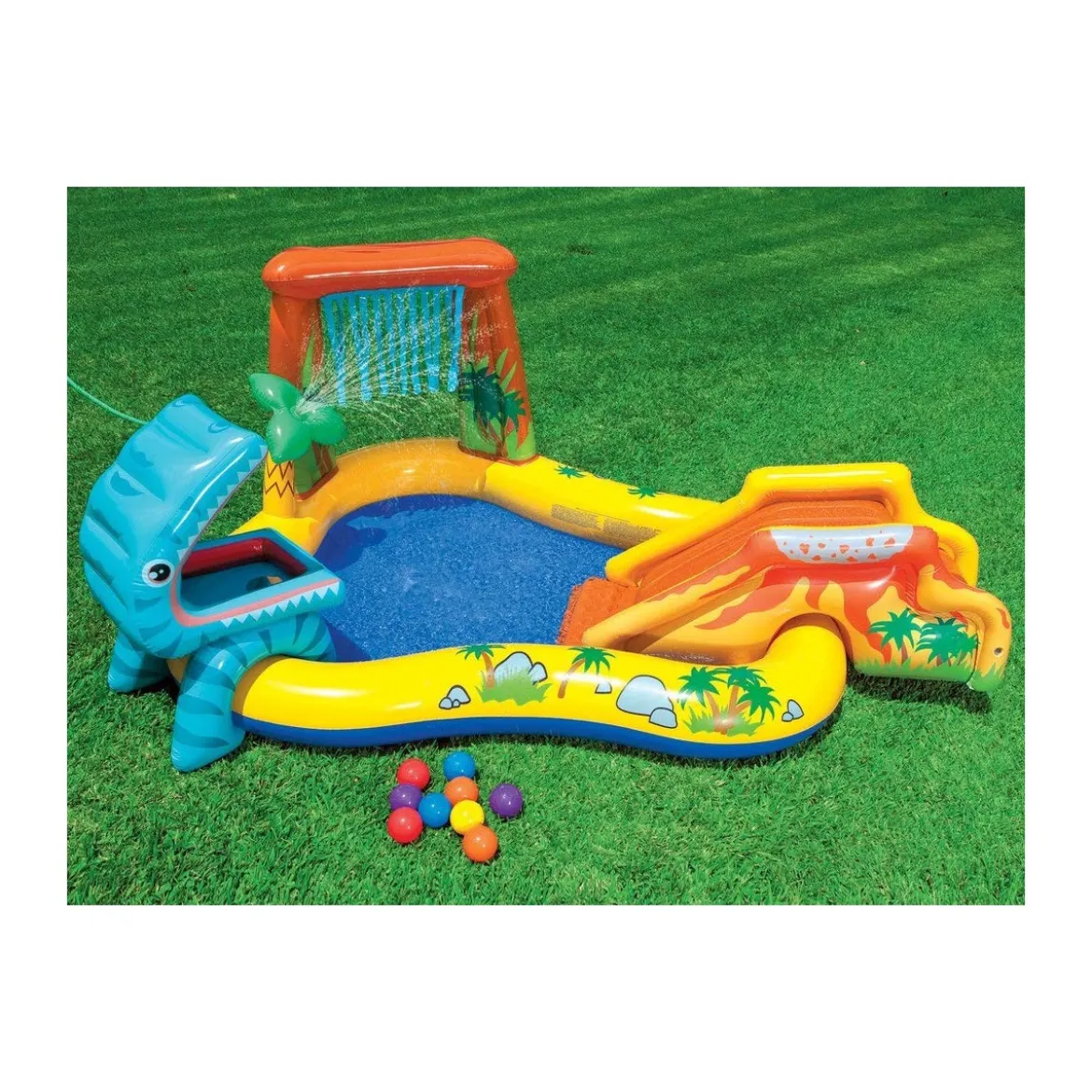 Piscina con Scivolo Dinosauro per Bambini Intex Gonfiabile Gioco da Giardino