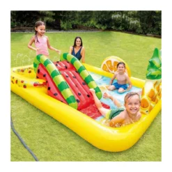 Piscina con Scivolo Parco Giochi per Bambini Intex Gonfiabile Frutta con Palline