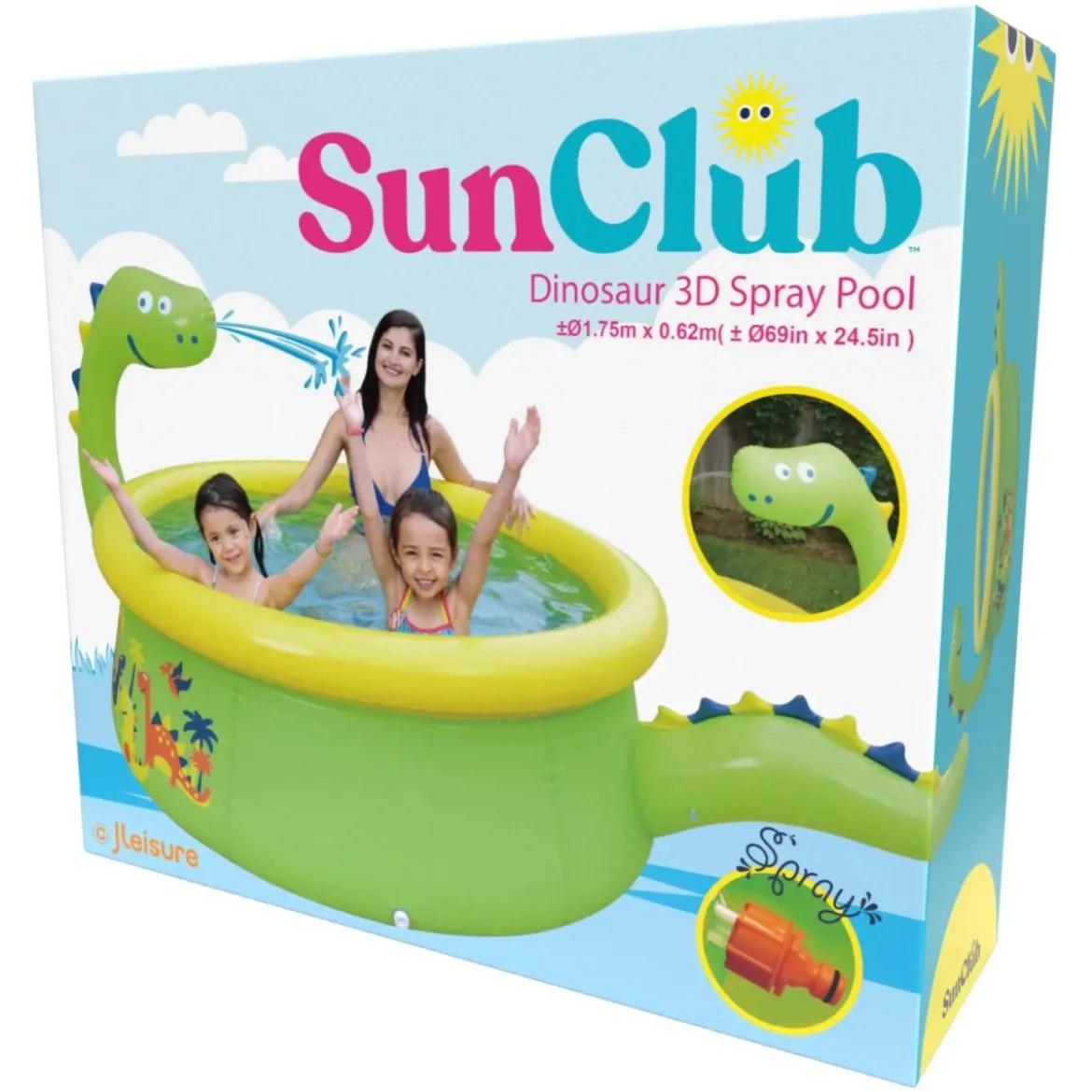 Piscina Dinosauro Verde Gonfiabile per Bambini 175x62 cm