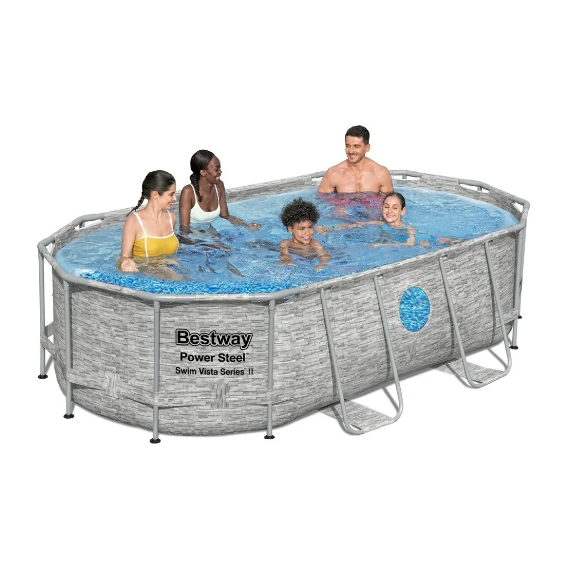 Piscina Fuori Terra Ovale 427x250 con Copertura Pompa Filtro Cartuccia Scaletta