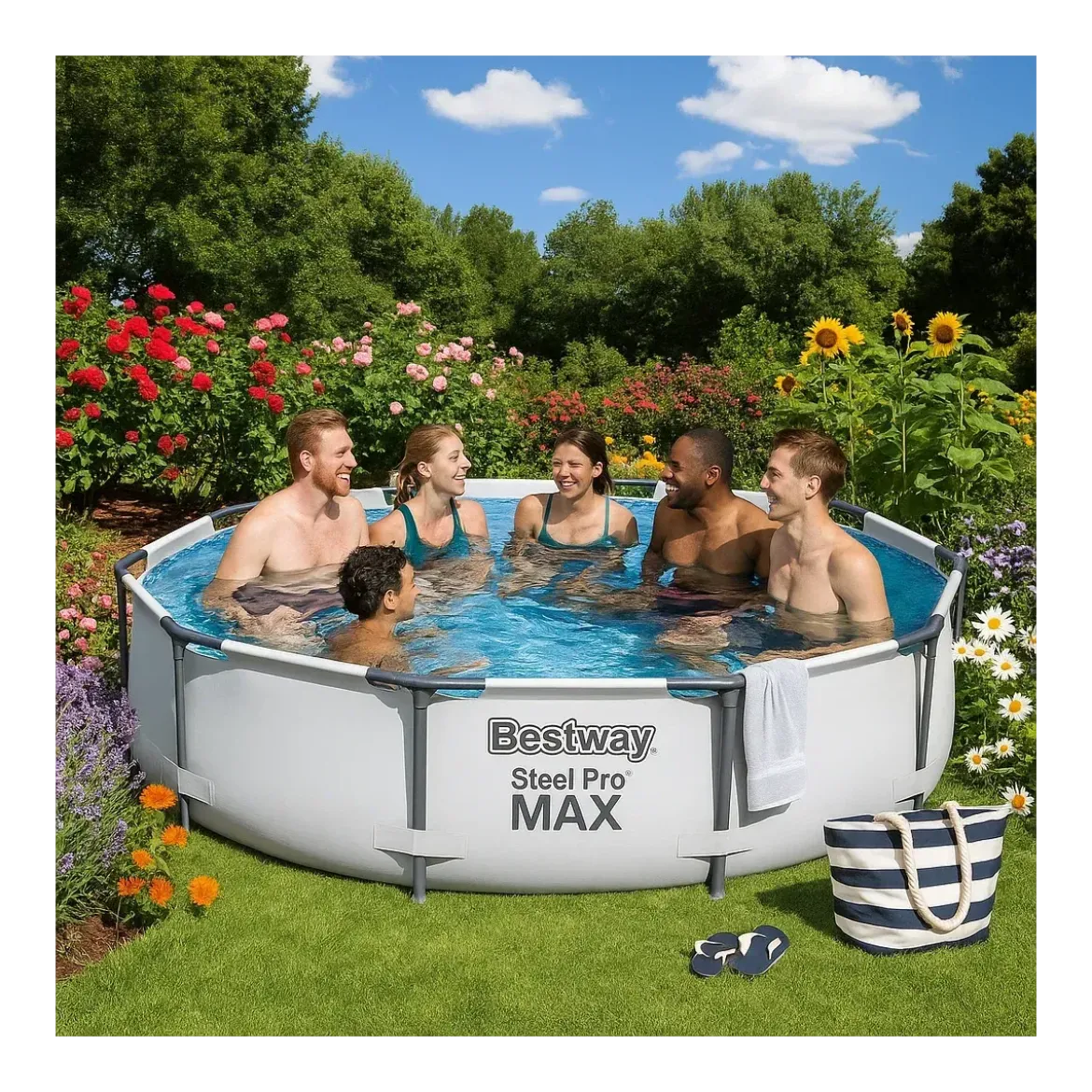 Piscina Fuori Terra Rotonda 305x76 cm Struttura Acciaio Liner Rinforzato