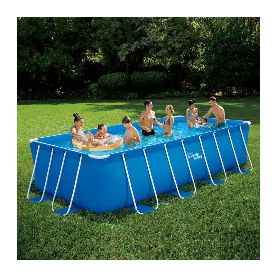 Piscina Fuoriterra 488x244 Rettangolare con Pompa Filtro a Cartuccia Scaletta
