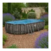 Piscina Fuori Terra 610x366x122 cm Rivestimento in Legno con Pompa