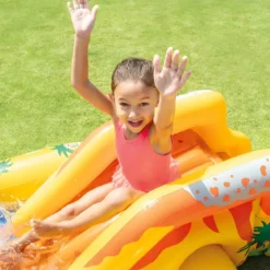 Piscina Gonfiabile Bambini Scivolo Canestro Spruzzatori 249x191x109 cm