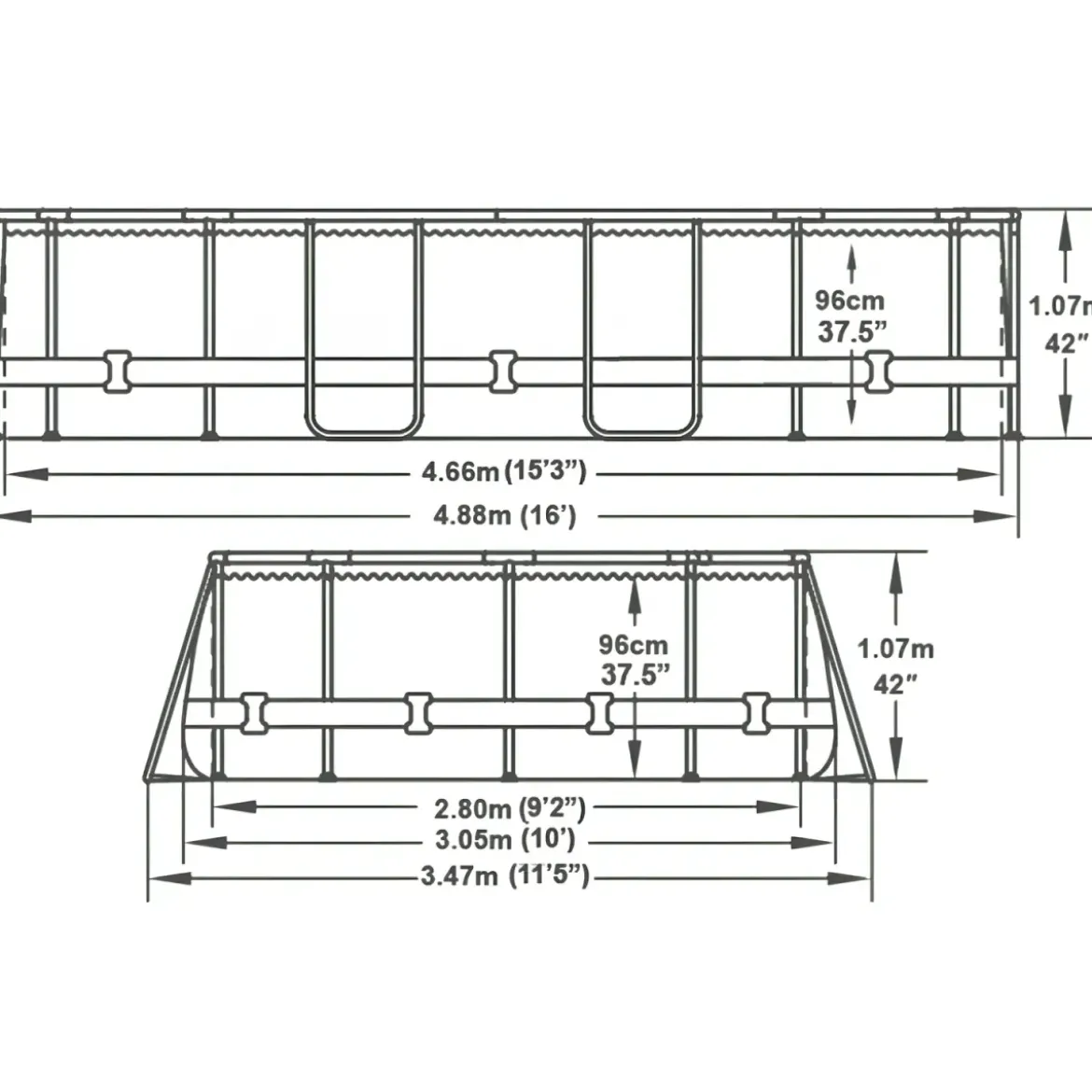 Piscina Ovale Fuori Terra 488x305x107 cm con Telaio e Pompa Filtrante