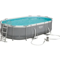 Piscina Ovale Fuori Terra 488x305x107 cm con Telaio e Pompa Filtrante