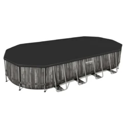 Piscina Ovale 610x366x122 cm Effetto Legno con Pompa Filtro e Accessori