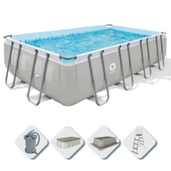 Piscina Rettangolare 549X305X122 cm Con Pompa a Sabbia Scaletta e Telo