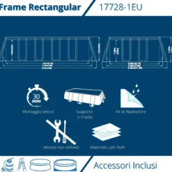Piscina Rettangolare 549X305X122 cm Con Pompa a Sabbia Scaletta e Telo