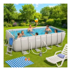Piscina Rettangolare 488x244x122 cm Fuori Terra con Filtro e Accessori