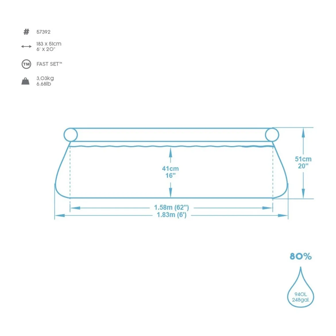 Piscina Rotonda Fuori Terra 183x51 Gonfiabile Autoportante Senza Pompa Filtro