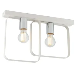 Plafoniera a Soffitto Bianca Intec Lampadina E27 Lampada a 2 Punti Luce