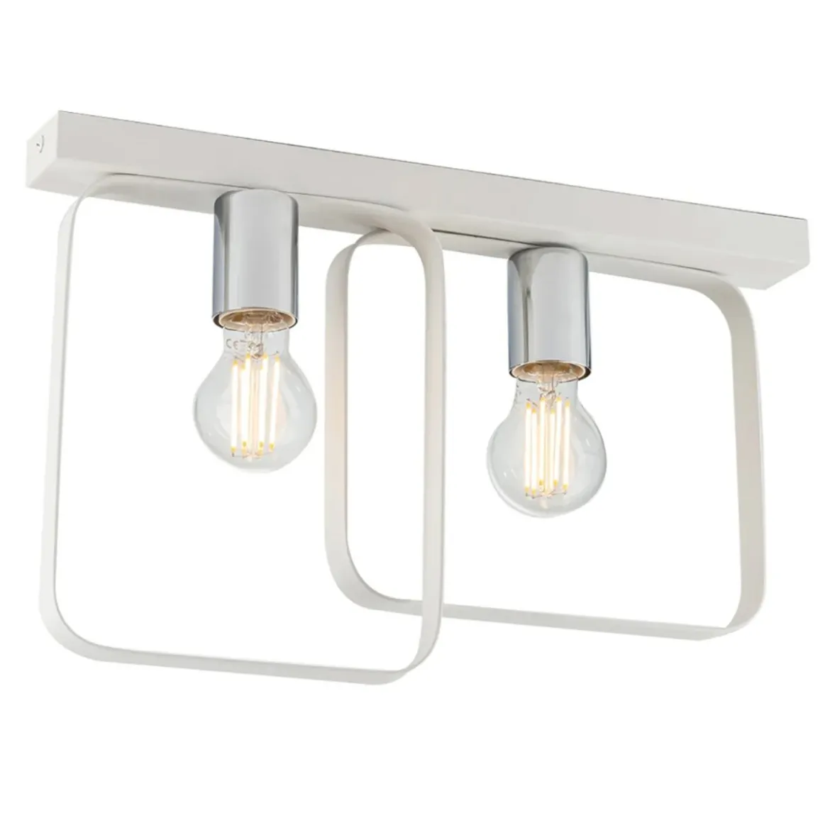 Plafoniera a Soffitto Bianca Intec Lampadina E27 Lampada a 2 Punti Luce