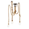 Plafoniera con 3 Punti Luce Lampada a Soffitto in Corda Vintage