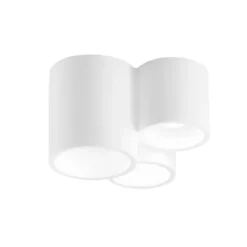 Plafoniera in Gesso Verniciabile 3 Punti Luce da Soffitto Faretto Bianco