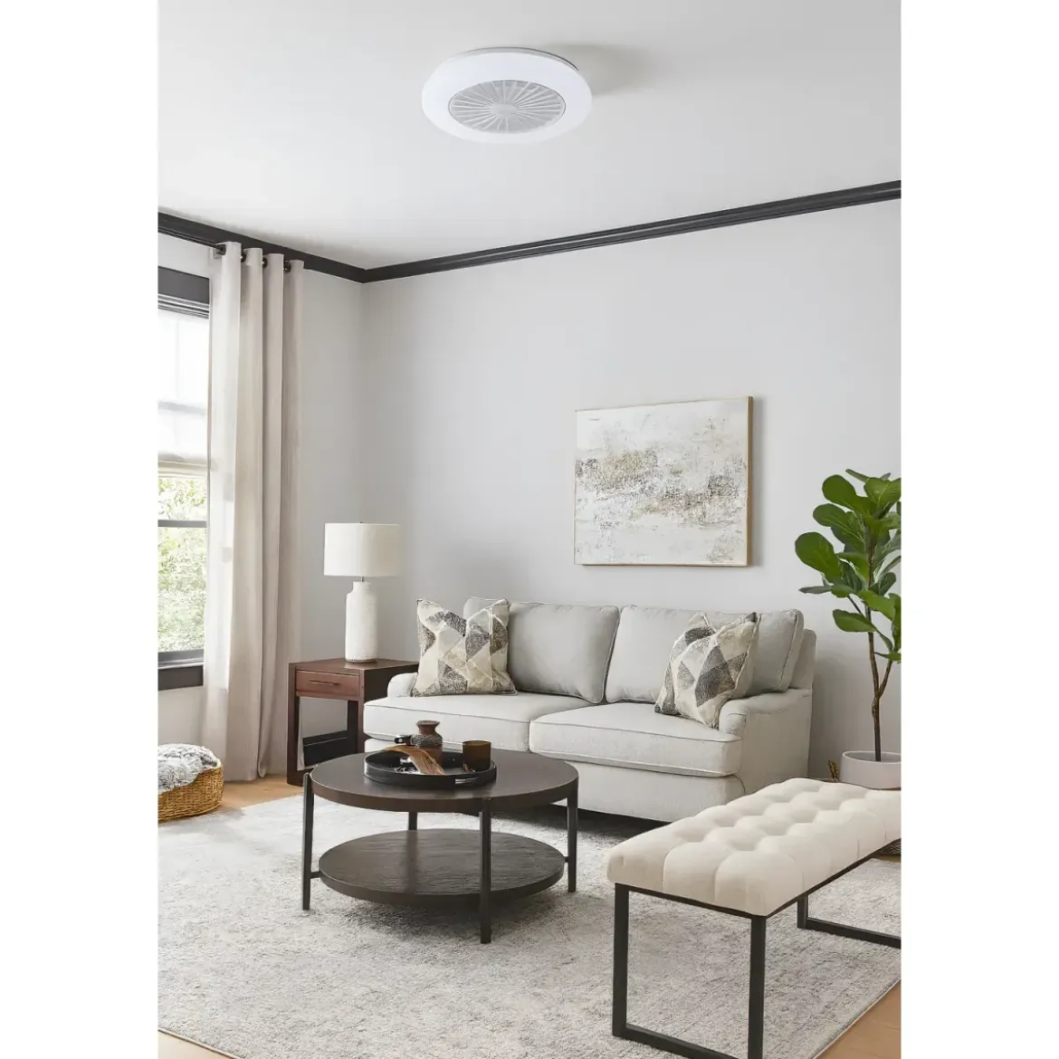 Plafoniera LED con Ventilatore 45W Bianca 48cm Effetto Stellato CCT
