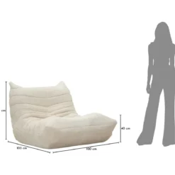 Poltrona Bouclé Compressa Bianco Imbottita Moderna per Salotto Lounge