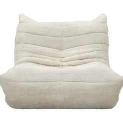 Poltrona Bouclé Compressa Bianco Imbottita Moderna per Salotto Lounge