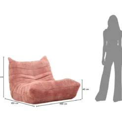 Poltrona Bouclé Compressa Rosa Imbottita Moderna per Salotto Lounge