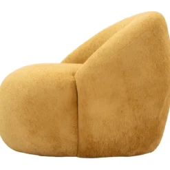 Poltrona Bouclé Senape Seduta Imbottita Moderna per Salotto Lounge