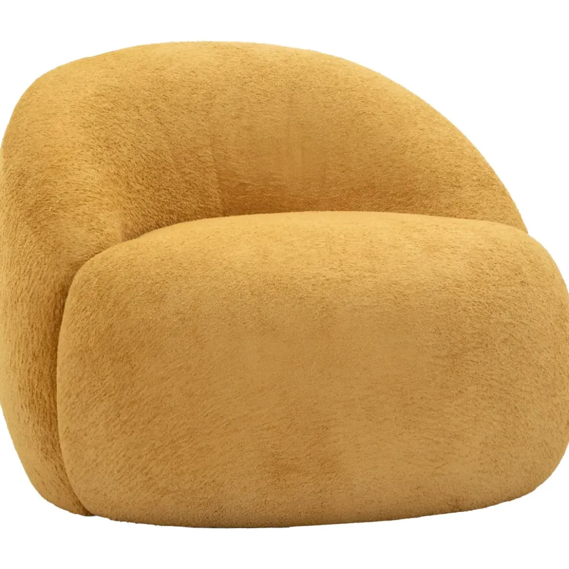 Poltrona Bouclé Senape Seduta Imbottita Moderna per Salotto Lounge