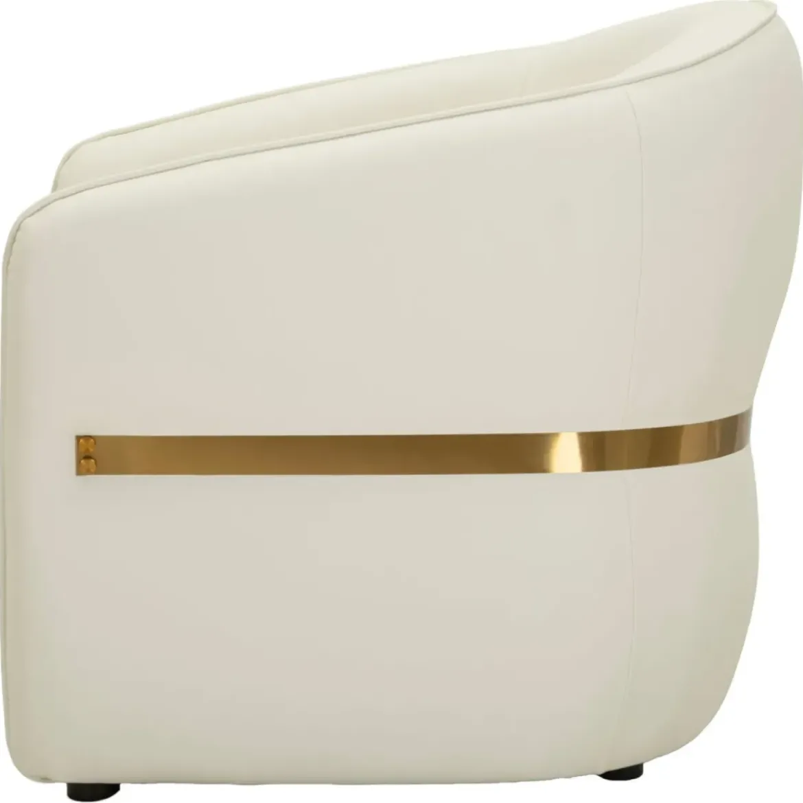 Poltrona con Braccioli Similpelle Bianco Base Metallo Oro Soggiorno