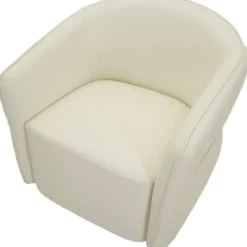 Poltrona con Braccioli Similpelle Bianco Base Metallo Oro Soggiorno