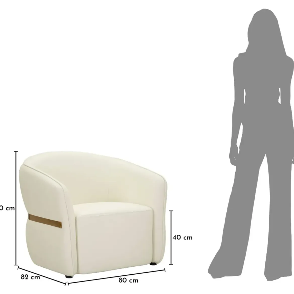 Poltrona con Braccioli Similpelle Bianco Base Metallo Oro Soggiorno