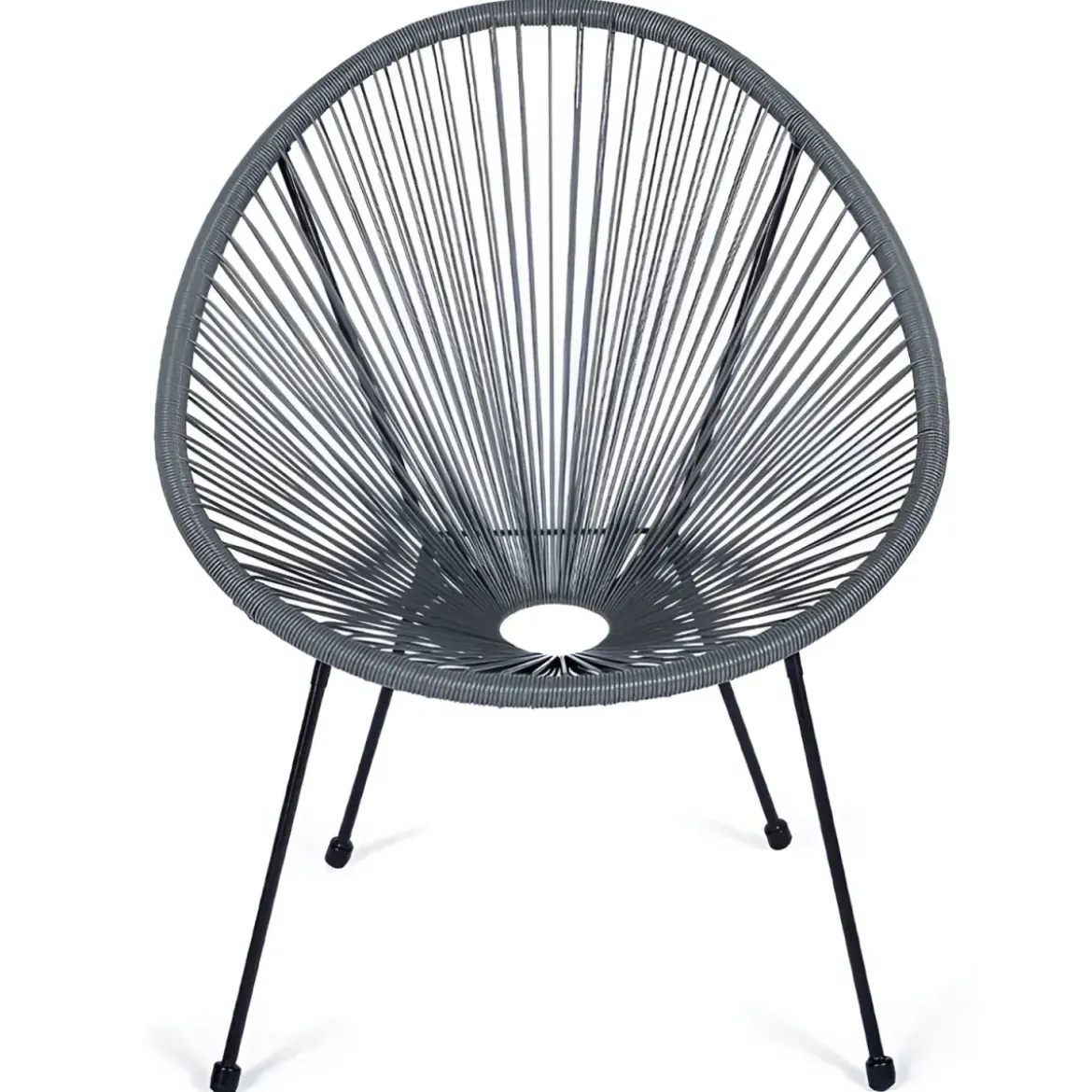 Poltrona da Esterno Intrecciata Struttura Acciaio Grigio Effetto Rattan