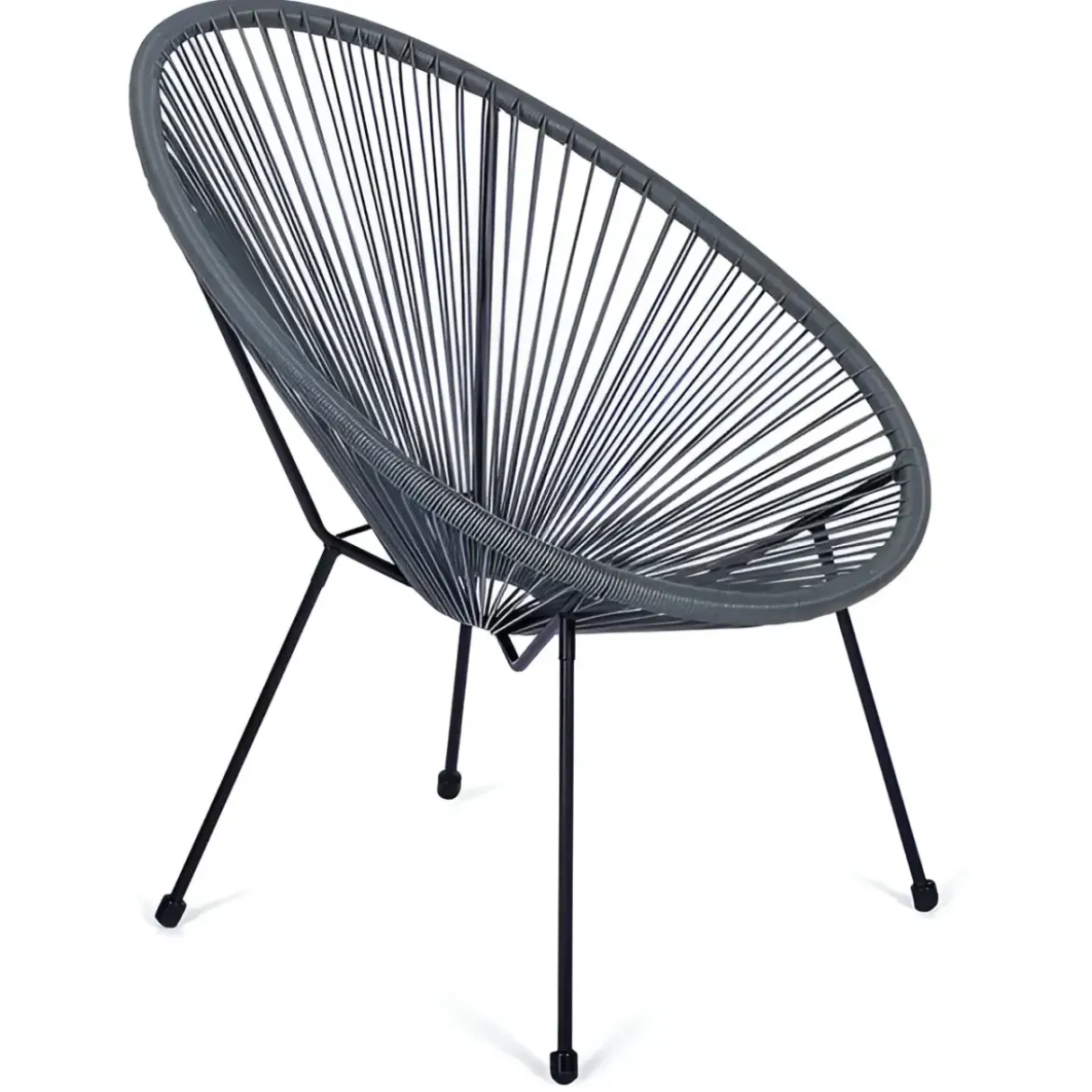 Poltrona da Esterno Intrecciata Struttura Acciaio Grigio Effetto Rattan