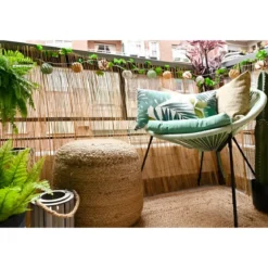 Poltrona da Esterno Intrecciata Struttura Acciaio Verde Effetto Rattan