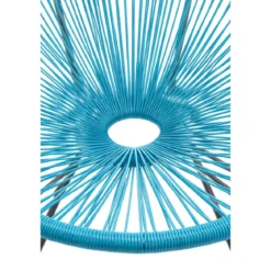 Poltrona da Esterno Intreccio Effetto Rattan Struttura Acciaio Azzurro