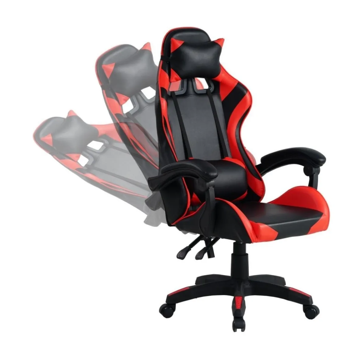 Poltrona da Gaming Nero e Rosso con Seduta e Alzata Regolabile