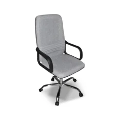 Poltrona da Ufficio Direzionale in Tessuto Grigio e base Cromata