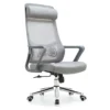 Poltrona da Ufficio Ergonomica Grigio con Schienale Alto in Rete Reclinabile