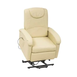 Poltrona Elettrica Massaggiante Reclinabile in Ecopelle Beige