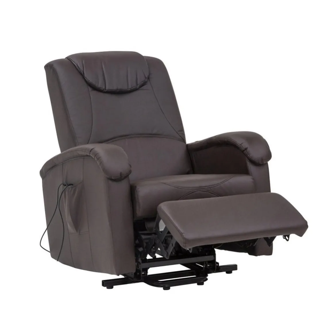 Poltrona Elettrica Reclinabile in Ecopelle Marrone Relax con Braccioli