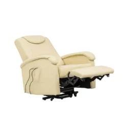 Poltrona Elettrica Reclinabile in Ecopelle Beige con Braccioli Relax