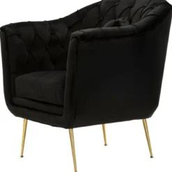 Poltrona Imbottita in Spugna Nero con Cuscino Gambe in Metallo