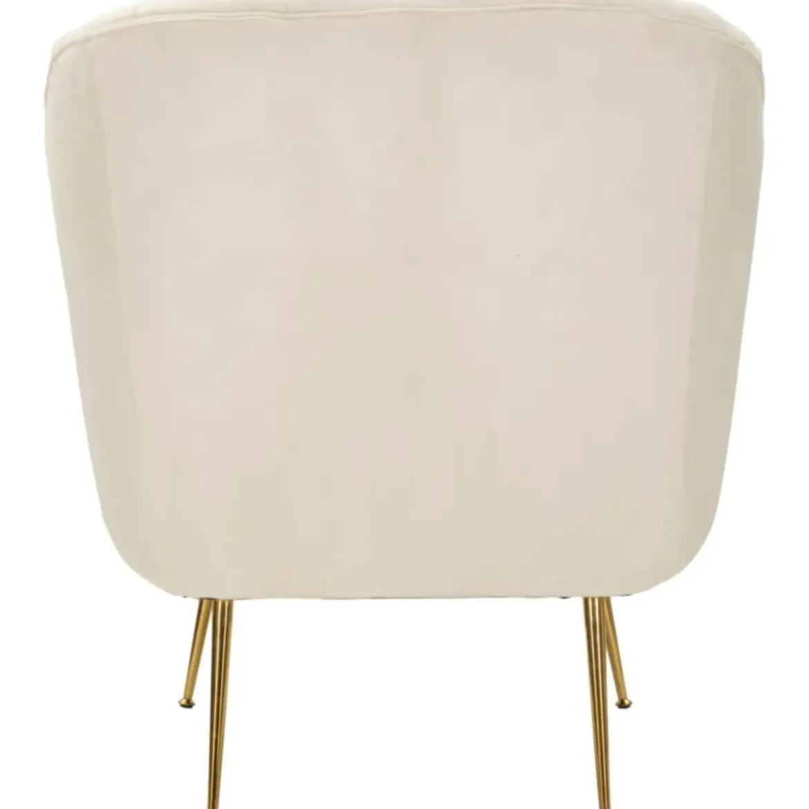 Poltrona Imbottita in Spugna Crema con Cuscino Gambe in Metallo