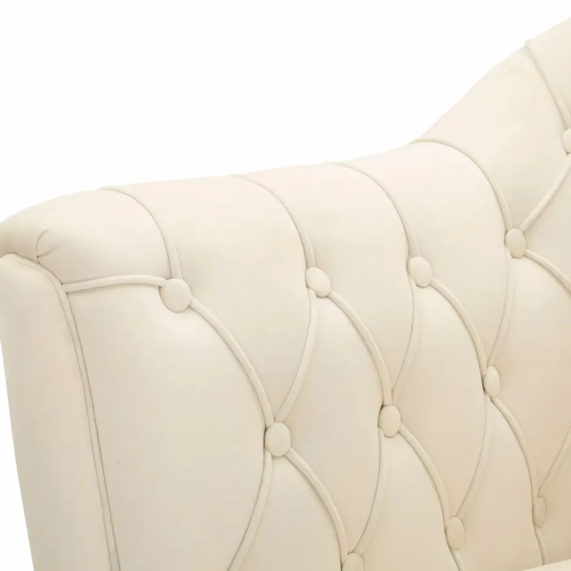Poltrona Imbottita in Spugna Crema con Cuscino Gambe in Metallo