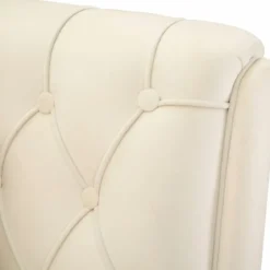 Poltrona Imbottita in Spugna Crema con Cuscino Gambe in Metallo