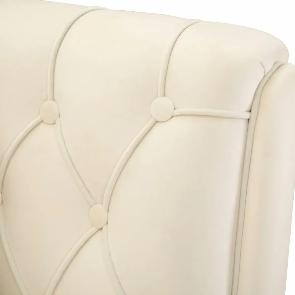 Poltrona Imbottita in Spugna Crema con Cuscino Gambe in Metallo