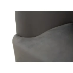 Poltrona Imbottita in Velluto Grigio con Cuscino Gambe in Metallo
