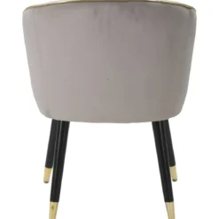 Poltrona in Tessuto Grigio Struttura Metallo Nero Oro Sedia da Pranzo