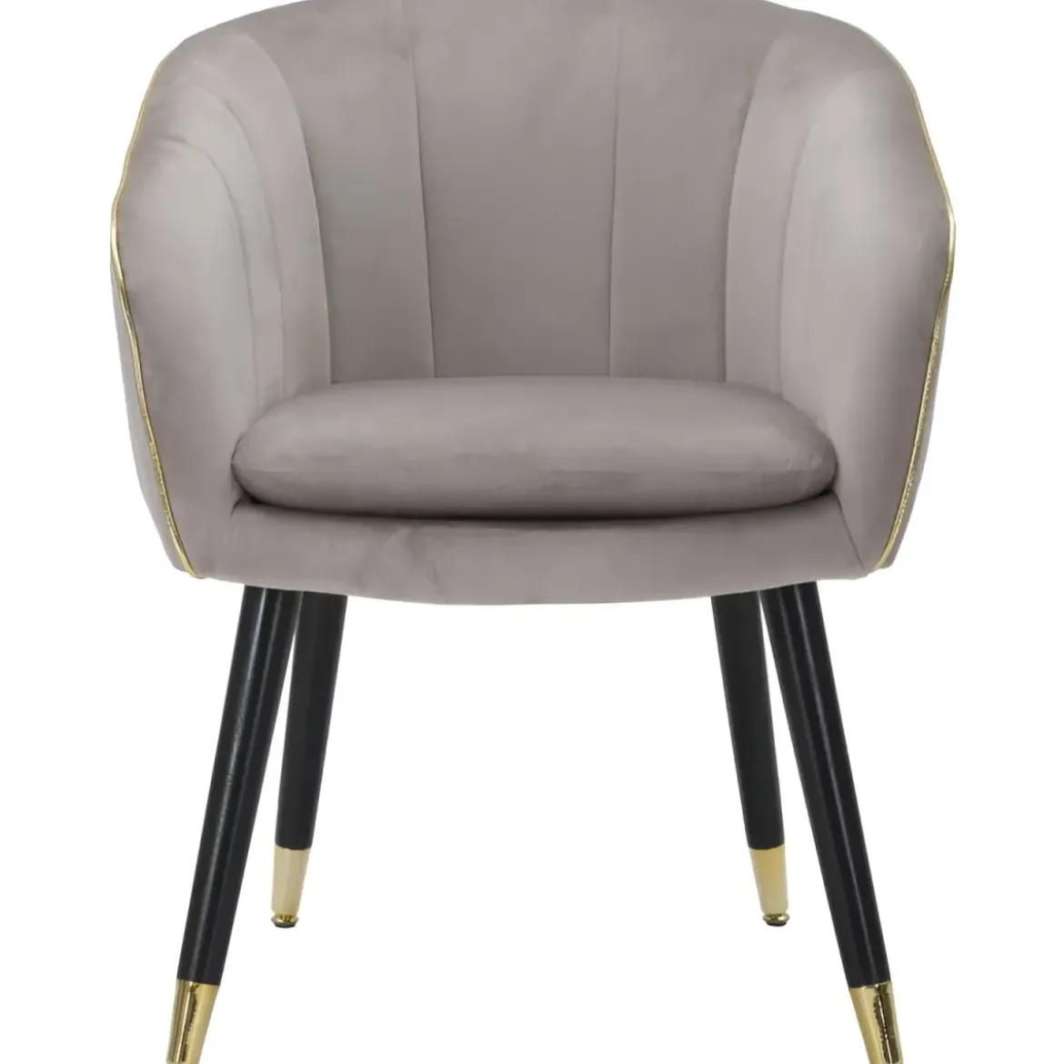 Poltrona in Tessuto Grigio Struttura Metallo Nero Oro Sedia da Pranzo