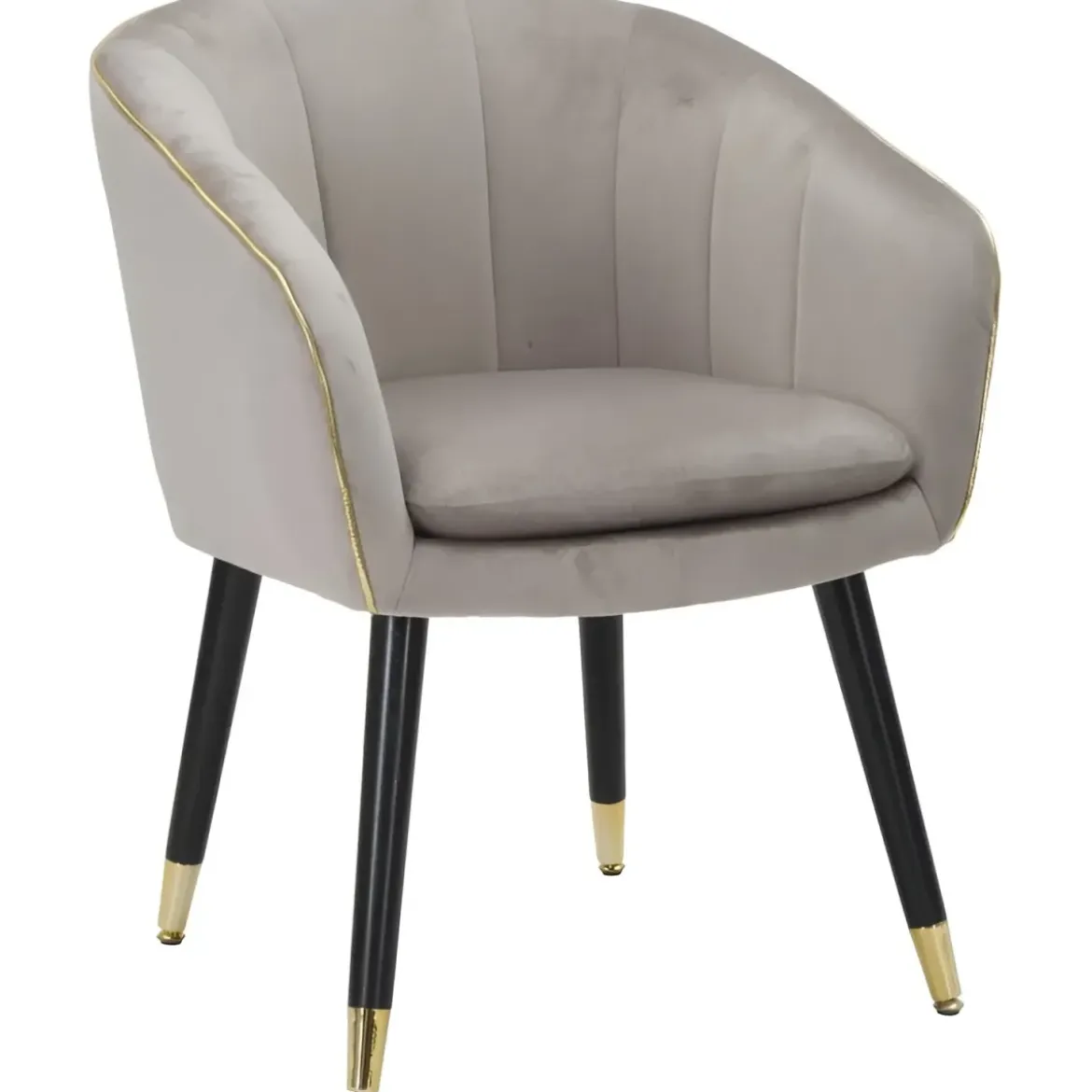 Poltrona in Tessuto Grigio Struttura Metallo Nero Oro Sedia da Pranzo