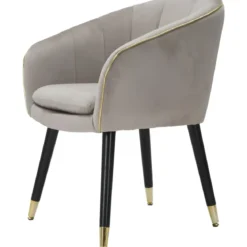 Poltrona in Tessuto Grigio Struttura Metallo Nero Oro Sedia da Pranzo